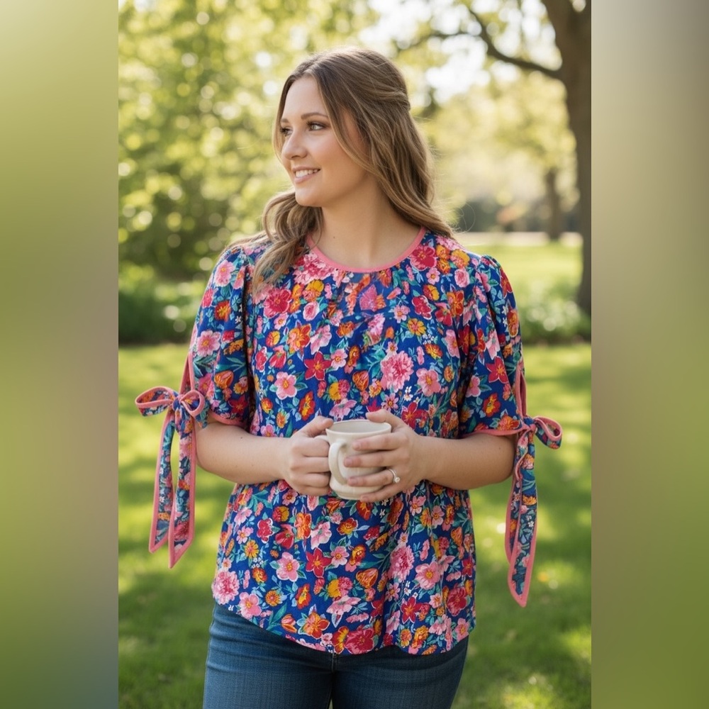 Haptics Colorful Bright Floral Print Women's Top